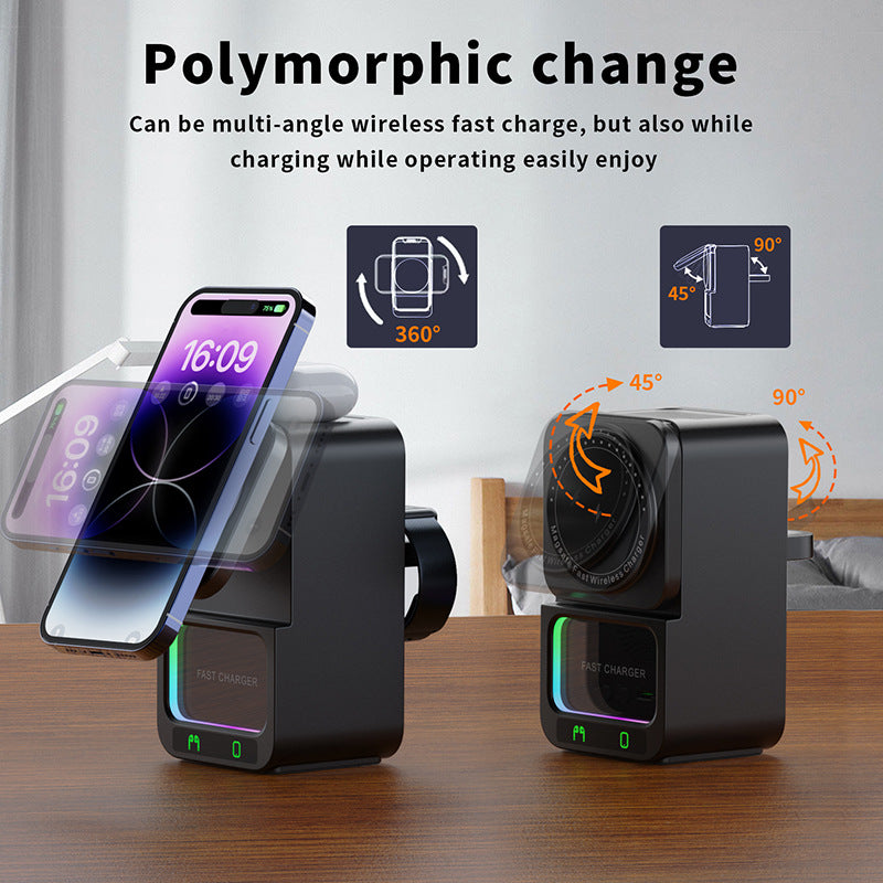 5-in-1 Wireless Charger with Bluetooth Speaker & Clock