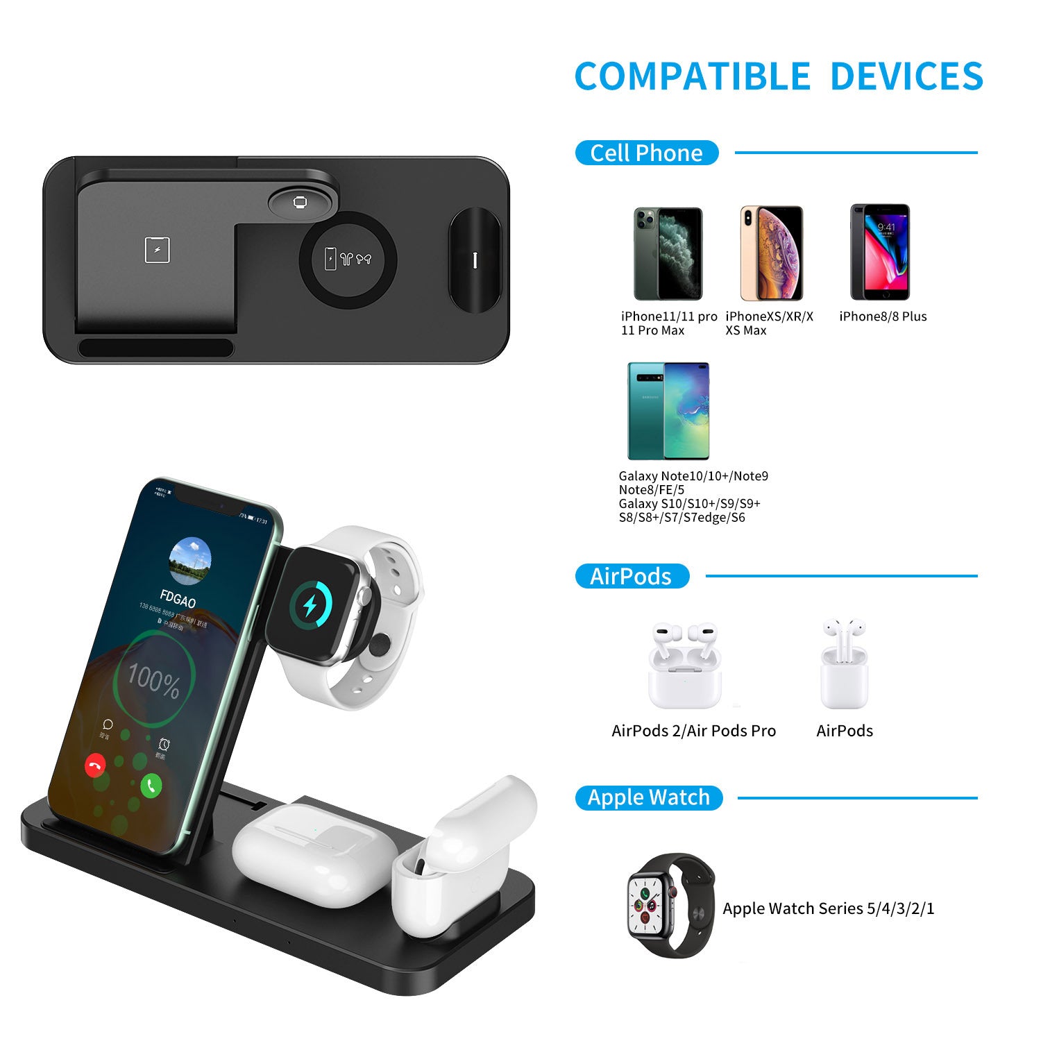 4-in-1 Desktop Wireless Charging Station desk setup