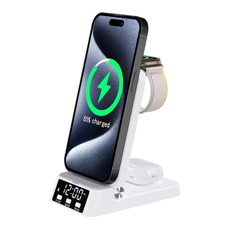 3-in-1 Wireless Charger with Desktop Clock Stand