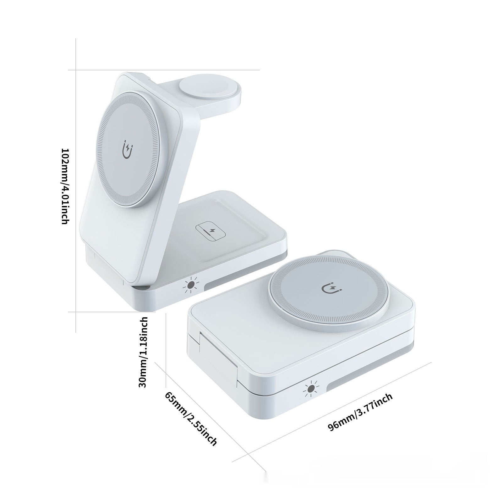 Foldable Portable 3-in-1 Wireless Charger front view
