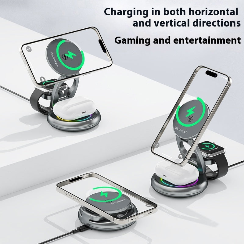 Metal 3 In 1 Wireless Rotatable Charger Bracket front view