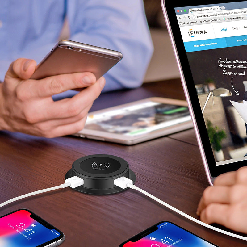 3-in-1 Desktop Wireless Charger with Hidden USB Port