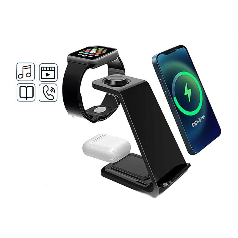 3-in-1 Upright Wireless Charger with Dual Coil - Phone Stand