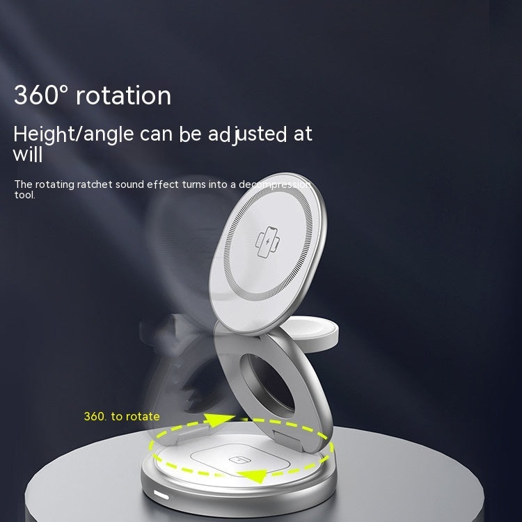 3-in-1 Wireless Charger Magnetic Folding Stand Front View