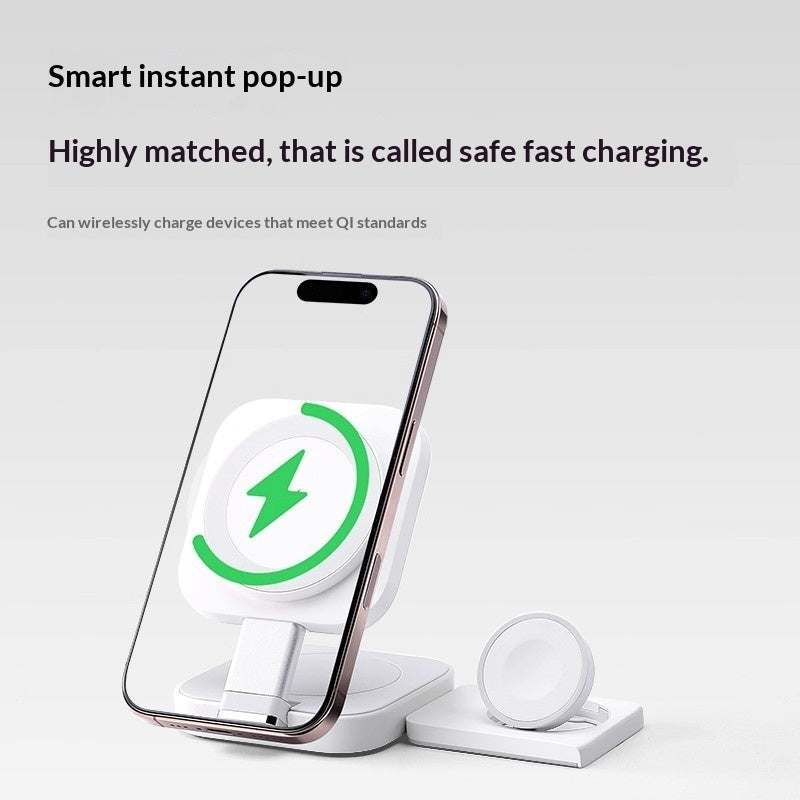 3-in-1 Wireless Charger With Magnetic Fast Charging Portable front view