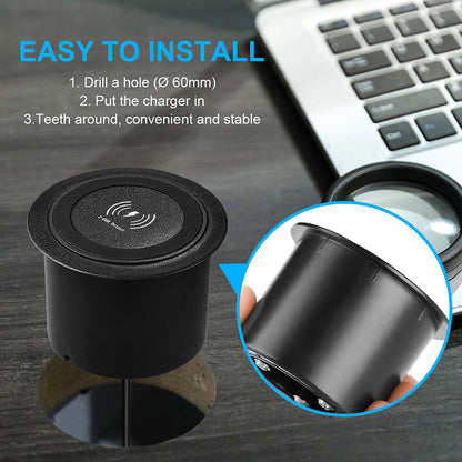 3-in-1 Desktop Wireless Charger with Hidden USB Port  