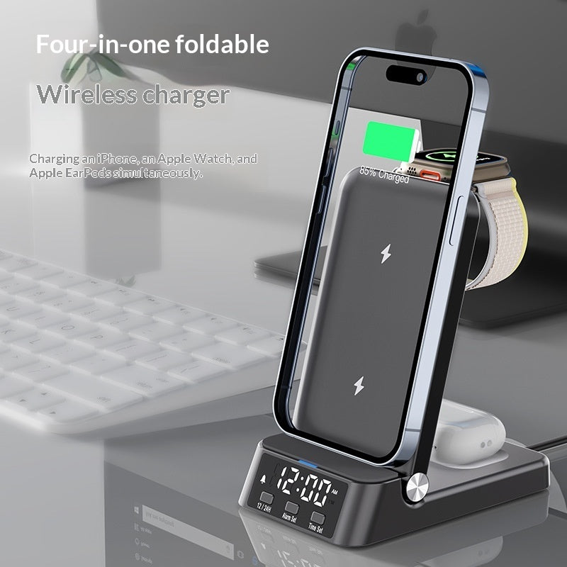 3-in-1 Wireless Charger with Desktop Clock Stand 