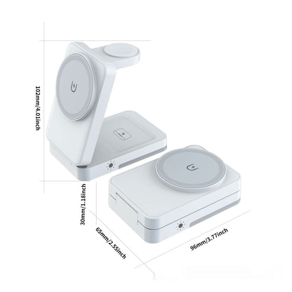 Foldable Portable 3-in-1 Wireless Charger front view