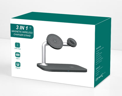 Magnetic 3-in-1 Wireless Charger desk use