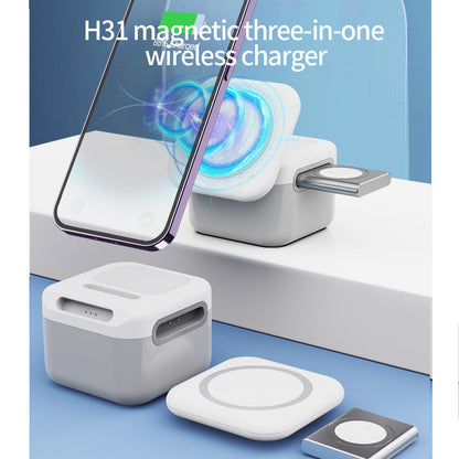3-in-1 Wireless Charger Hidden Removable Panel Storage Front View