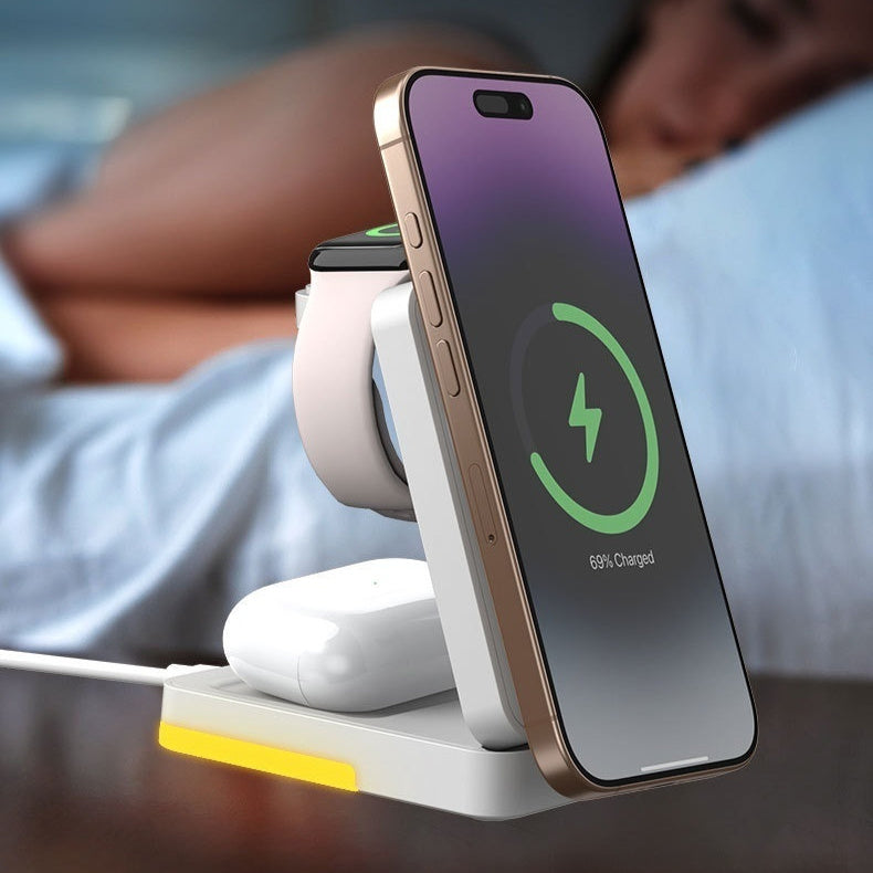 Foldable Portable 3-in-1 Wireless Charger front view