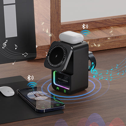 5-in-1 Wireless Charger with Bluetooth Speaker &amp; Clock 
